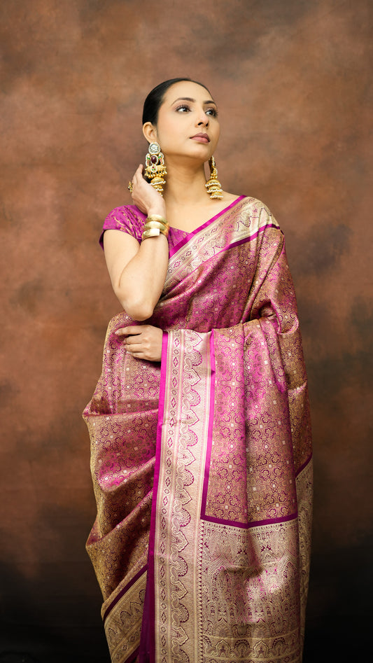 Satin Silk Pure Kanjivaram Saree with Zari Work