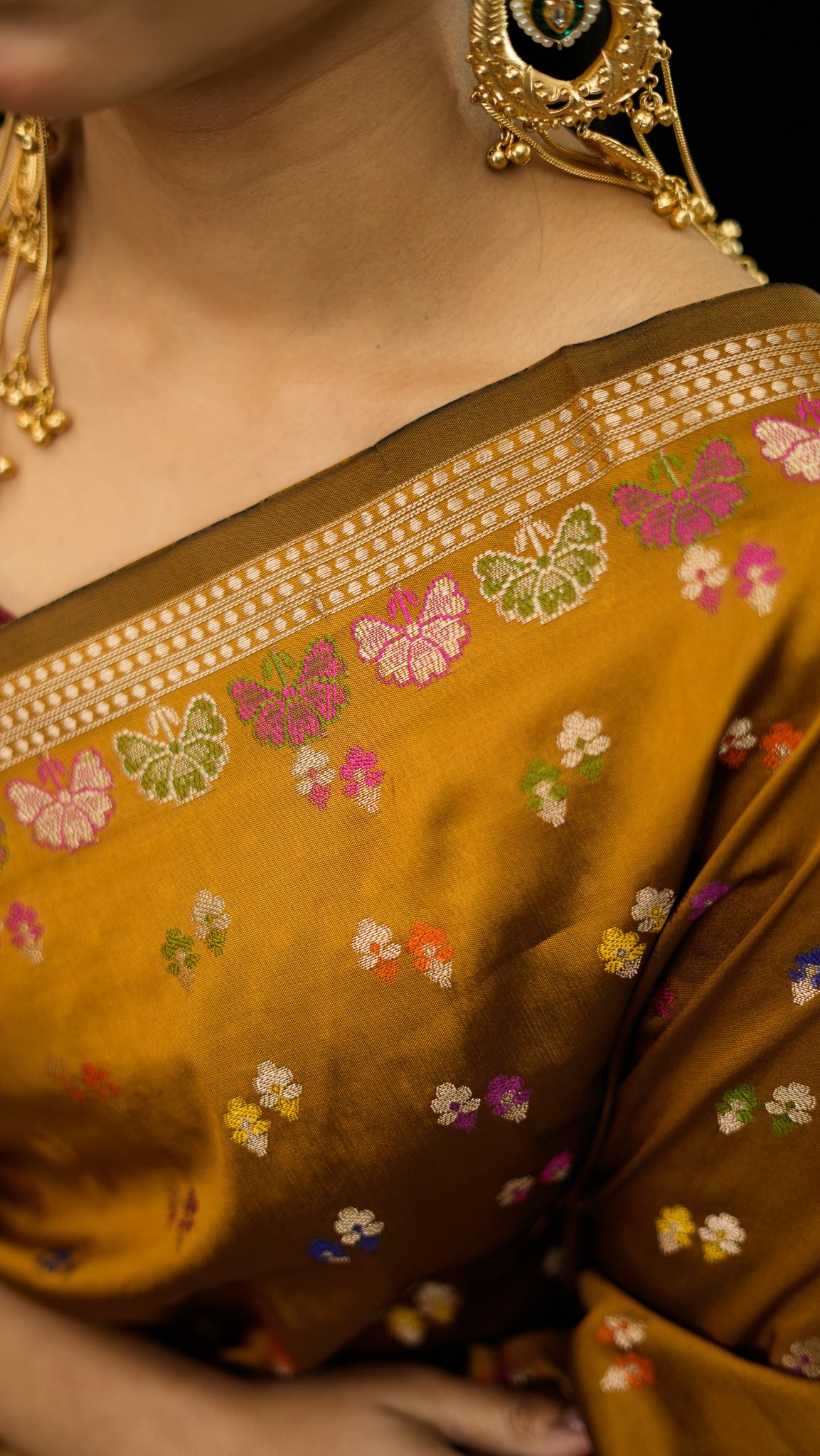 Art Katan Silk Saree with Mini Buti & Meena Work