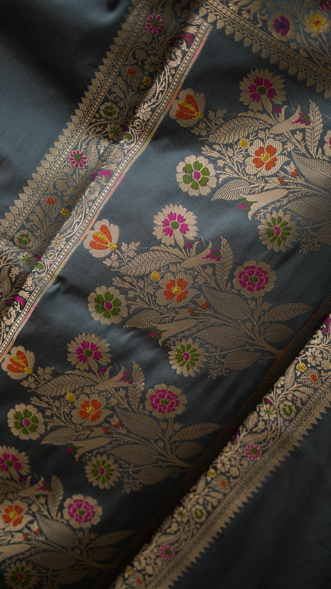 Art Katan Silk Saree with Meena Border