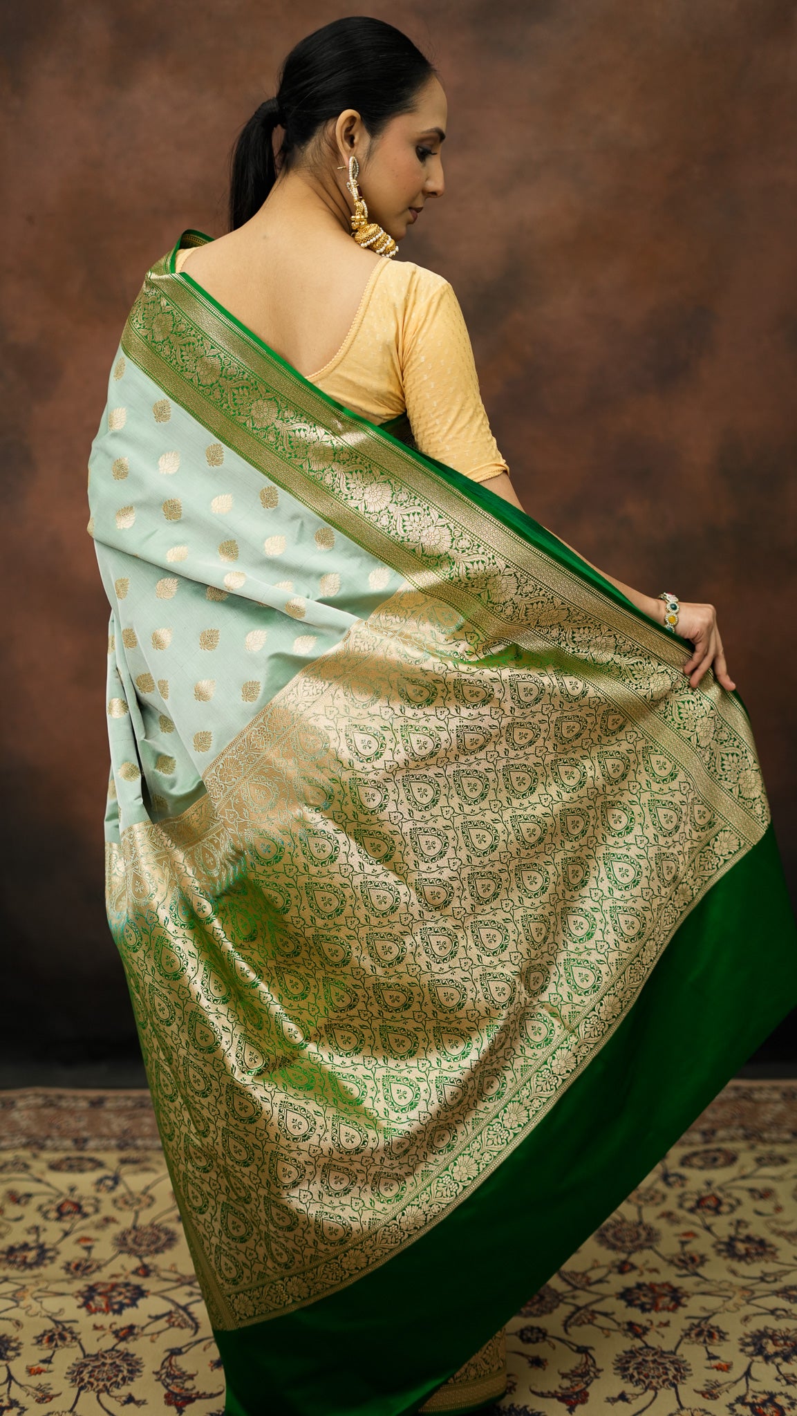 Satin Silk Hand Buta Zari Saree