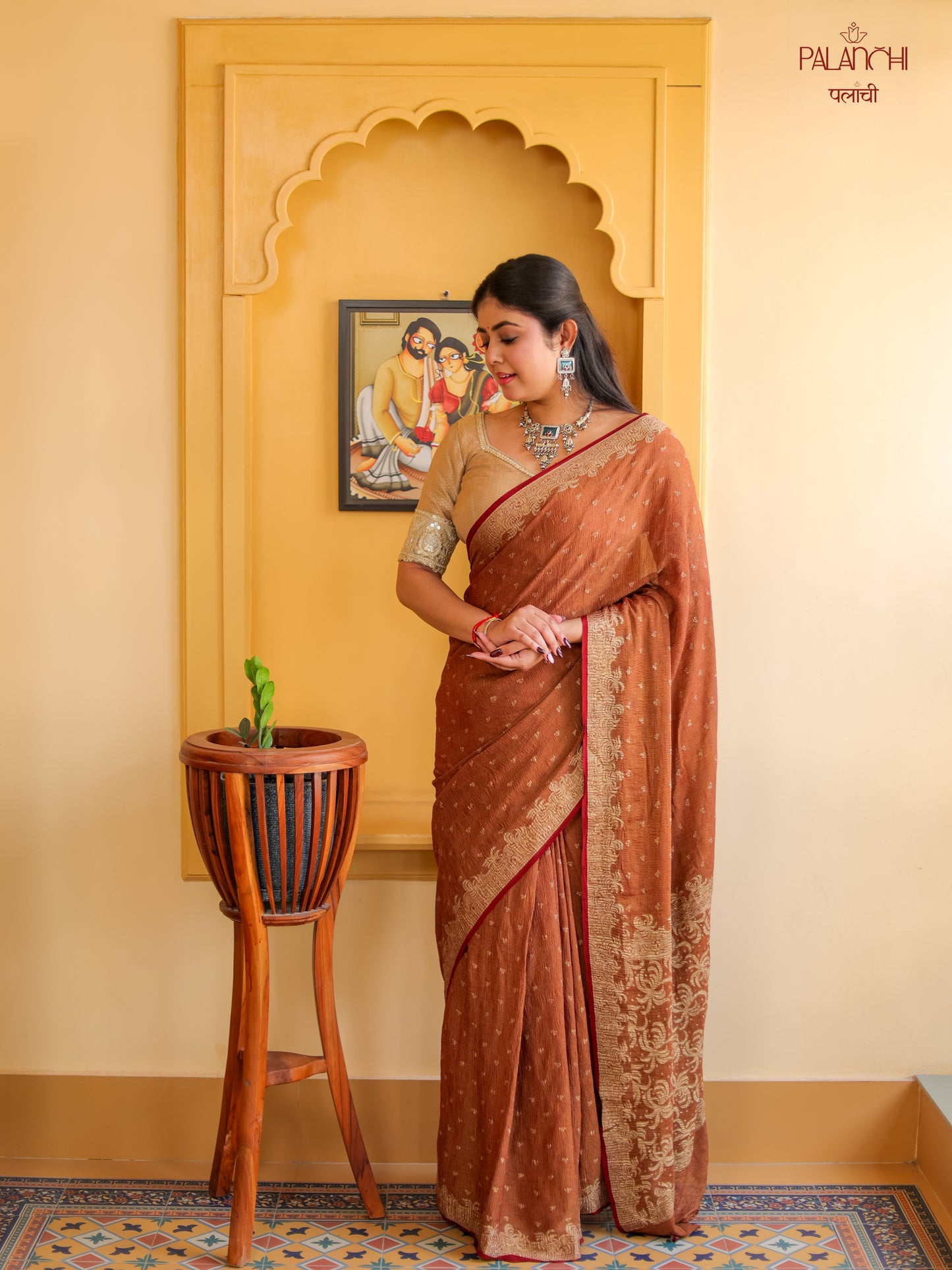 Pure Georgette Zari Buti Saree