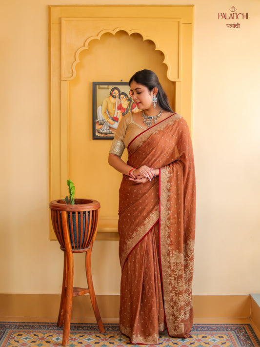 Pure Georgette Zari Buti Saree