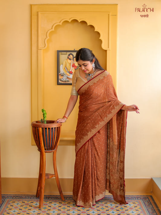 Pure Georgette Zari Buti Saree