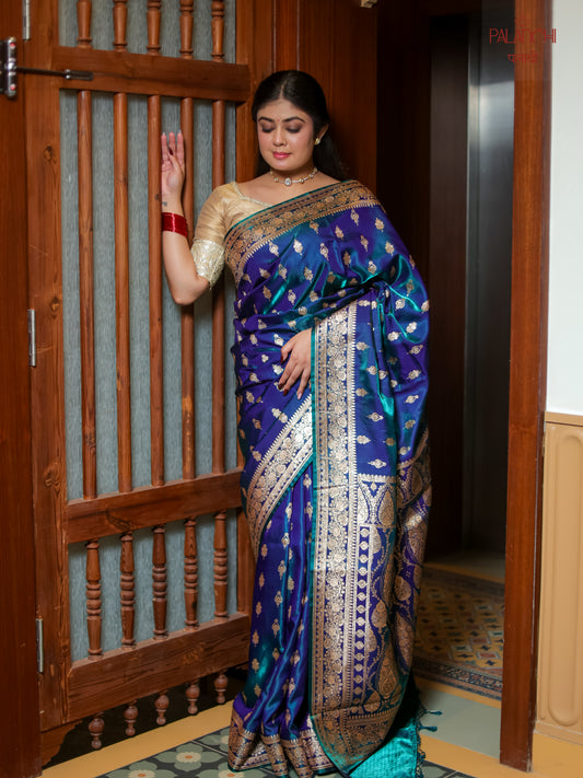 Royal Blue Zari Woven Banarasi Katan Silk Saree