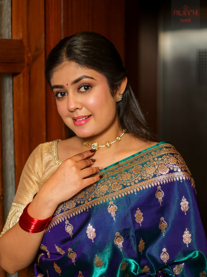 Royal Blue Zari Woven Banarasi Katan Silk Saree