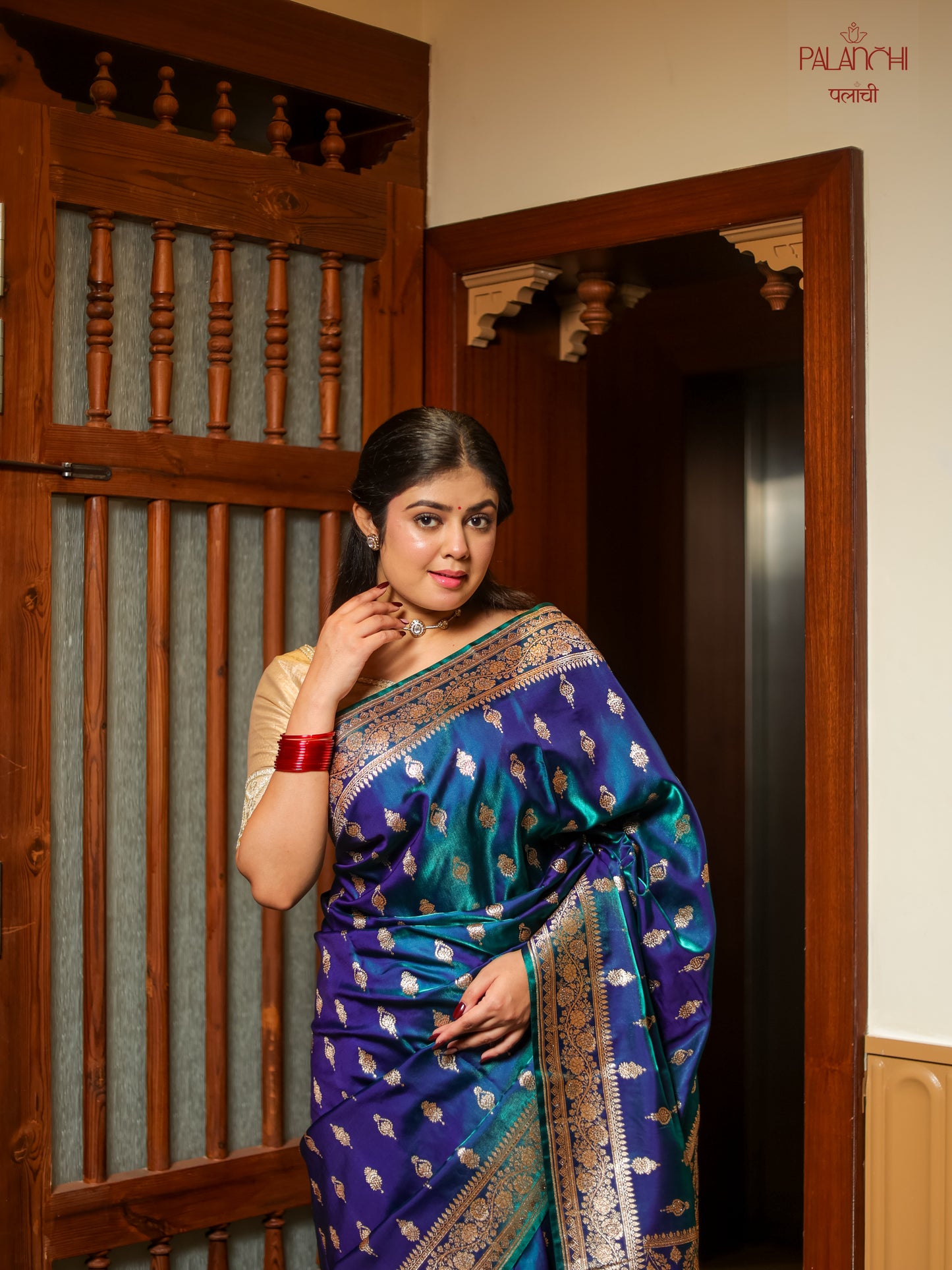 Royal Blue Zari Woven Banarasi Katan Silk Saree