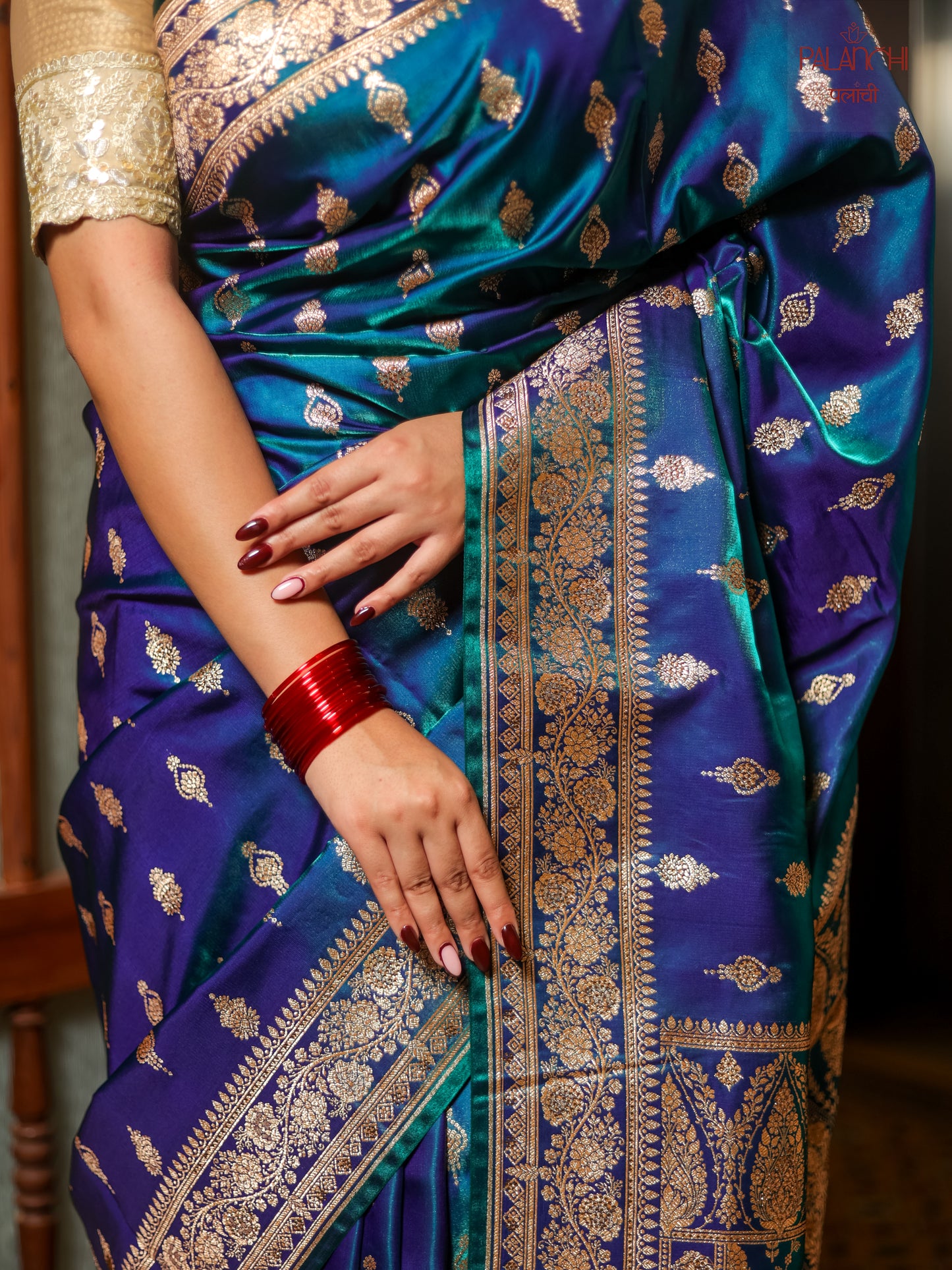 Royal Blue Zari Woven Banarasi Katan Silk Saree
