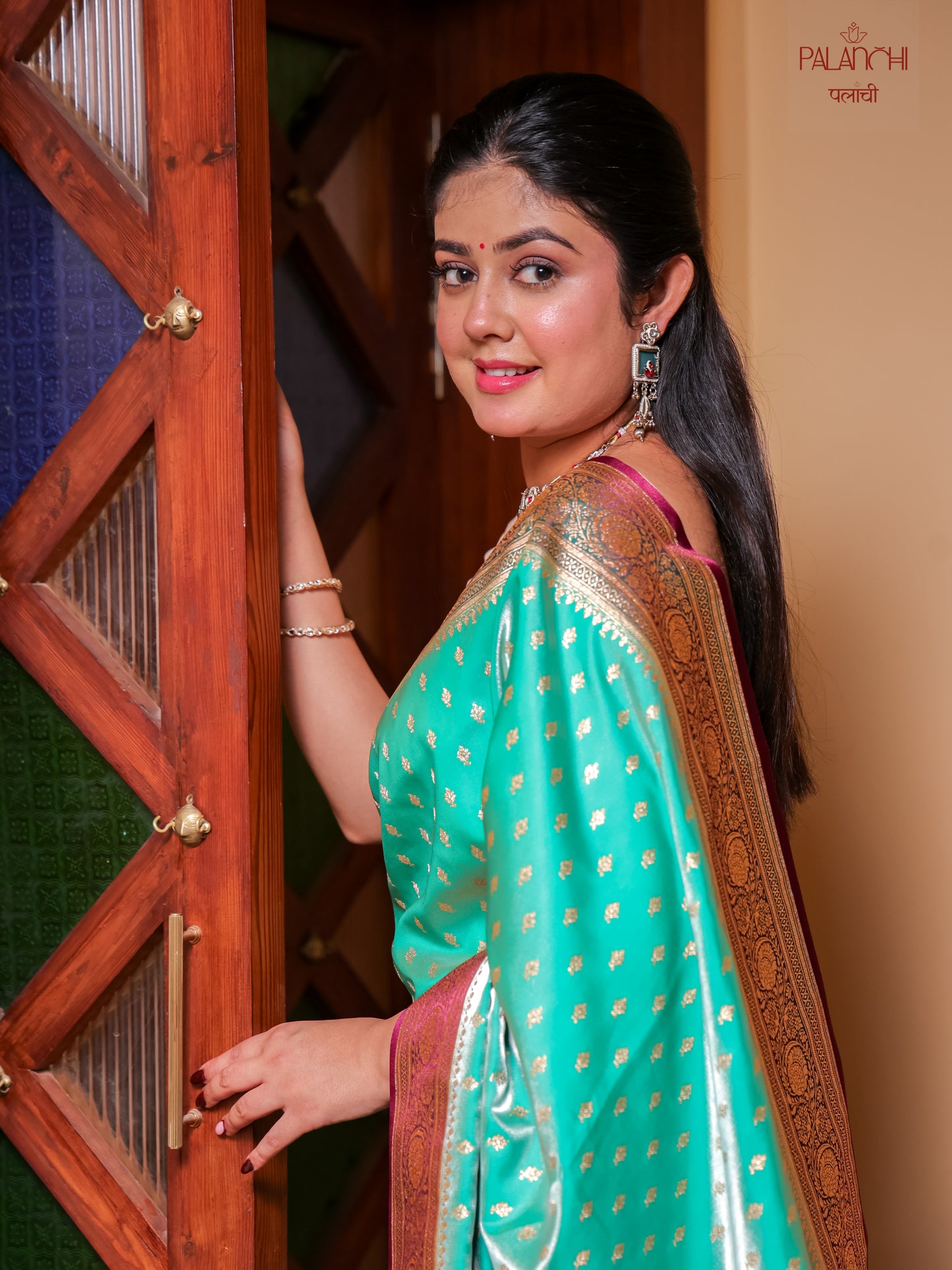 Aqua Mint Zari Woven Banarasi Handloom Katan Silk Saree