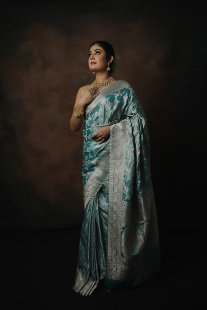 Banarasi Mashru Katan Jaal Saree