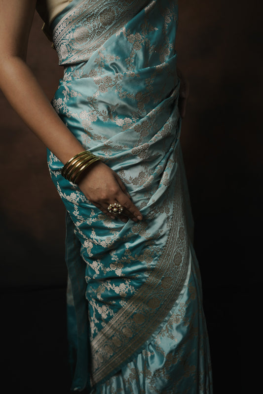 Banarasi Mashru Katan Jaal Saree