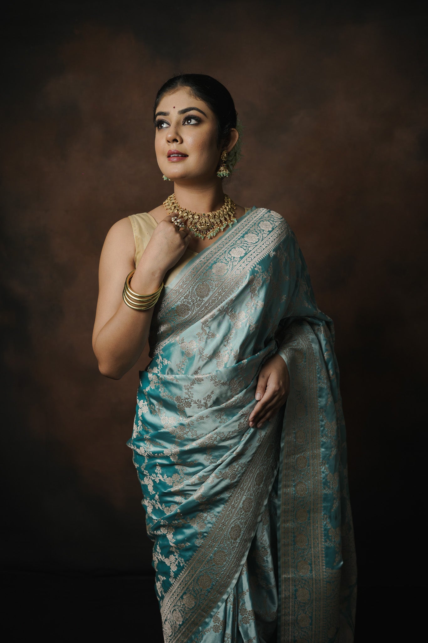 Banarasi Mashru Katan Jaal Saree