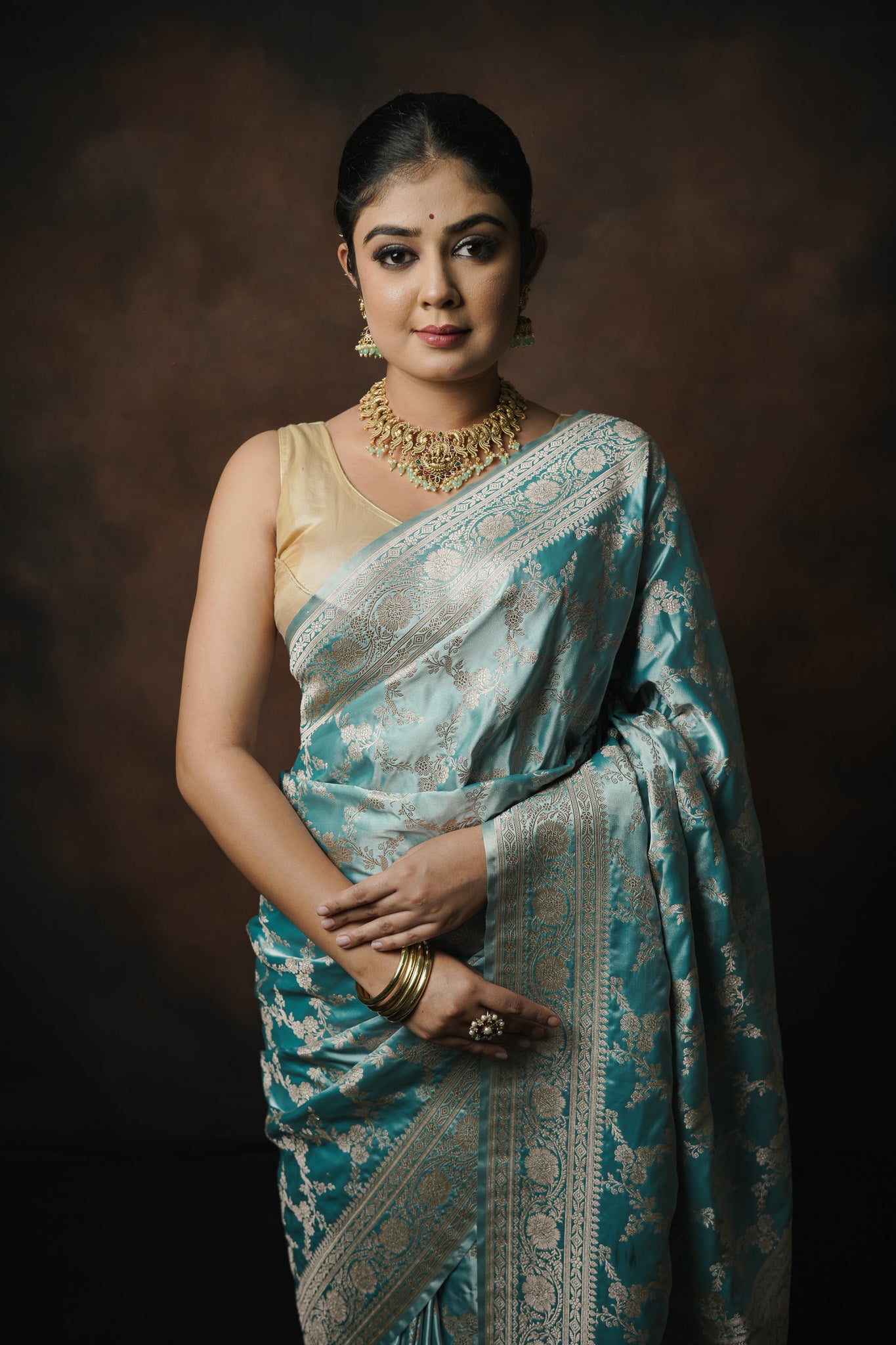 Banarasi Mashru Katan Jaal Saree