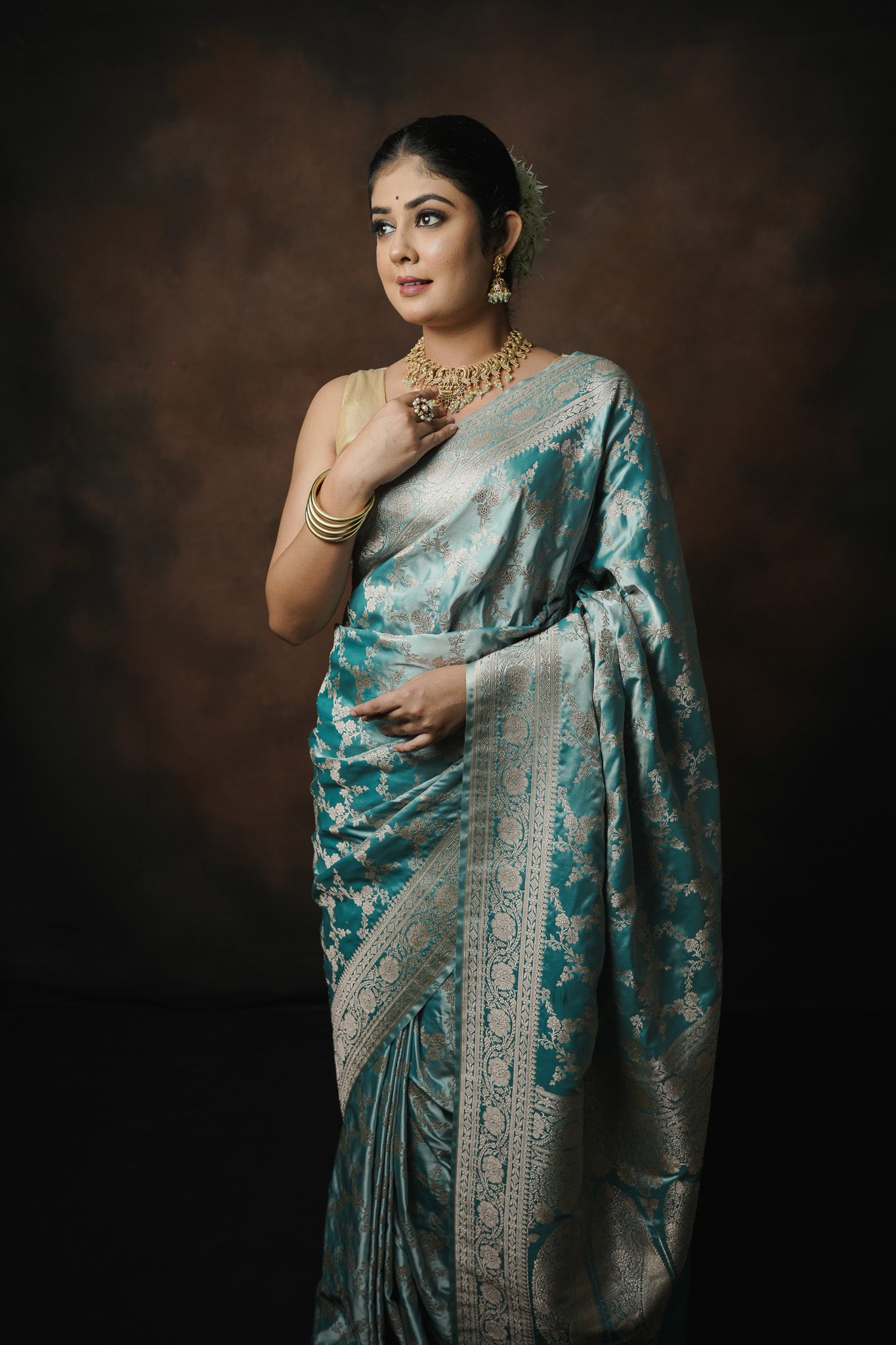 Banarasi Mashru Katan Jaal Saree