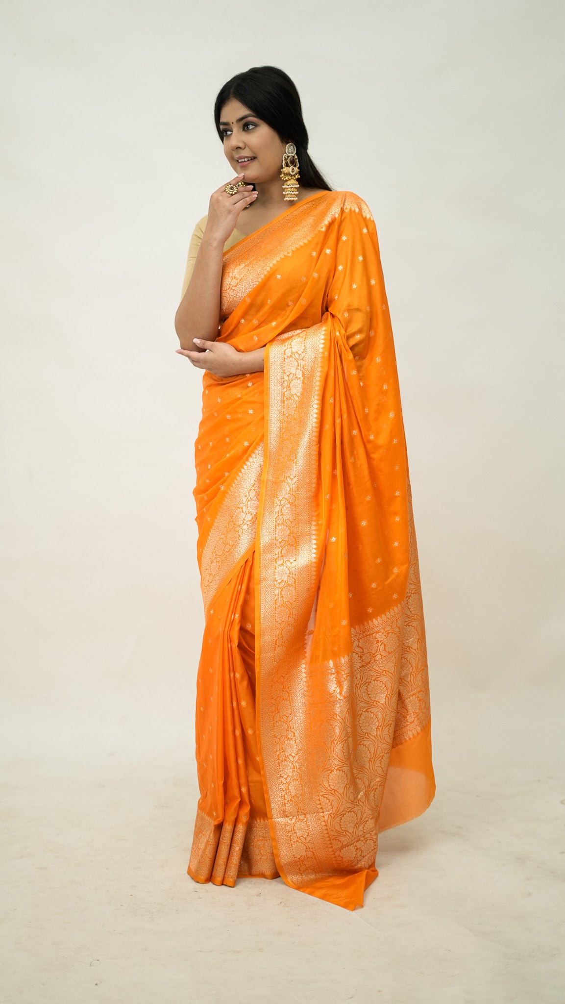 Semi Chiffon Zari Work Saree