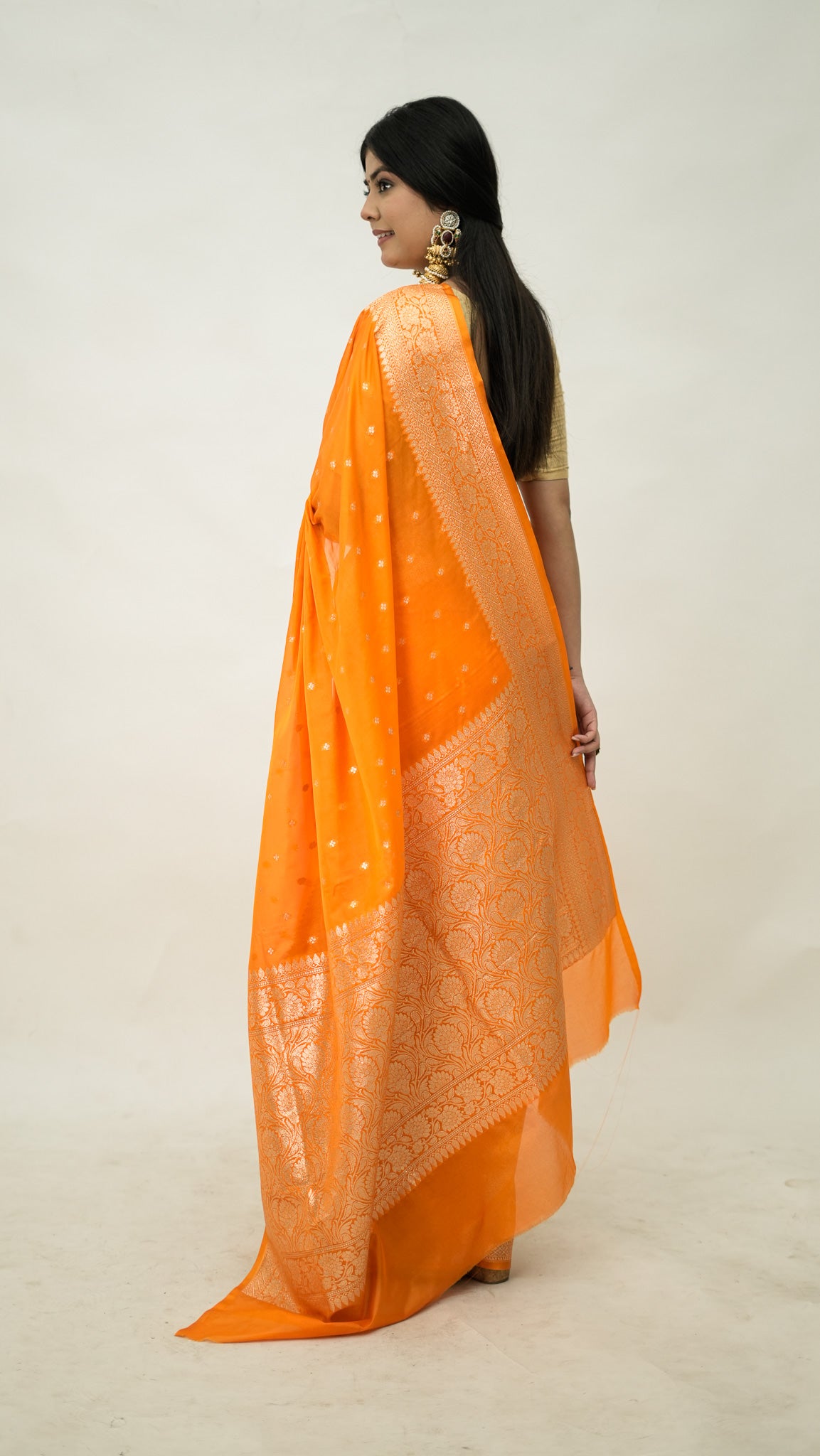 Semi Chiffon Zari Work Saree