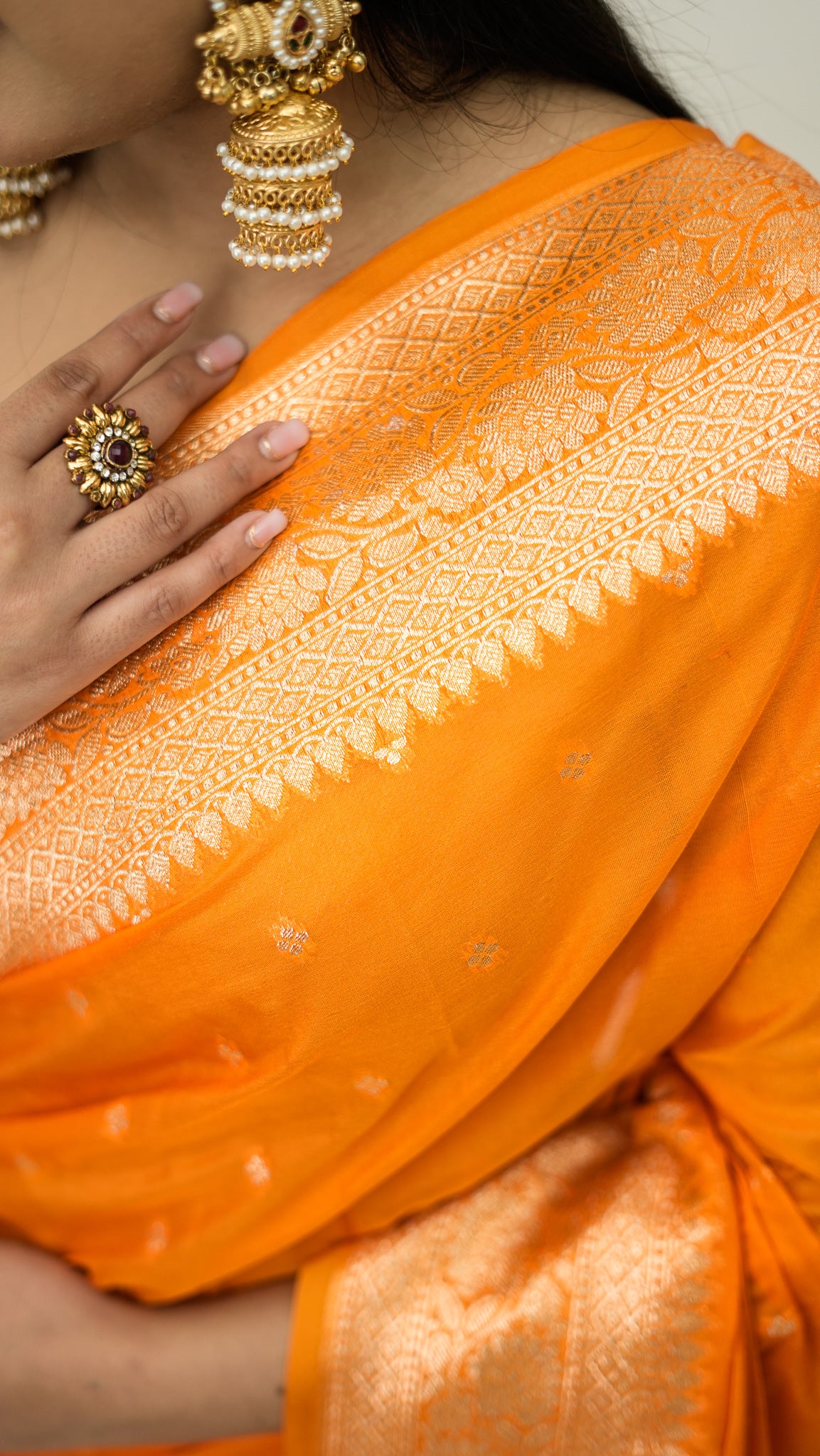 Semi Chiffon Zari Work Saree