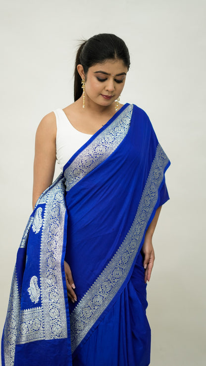 Banarasi Semi Georgette Kataan Soft Silk Saree