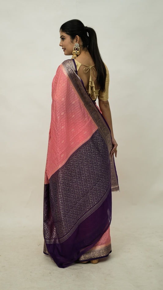 Banarasi Chiniya Silk Contrast Border Saree