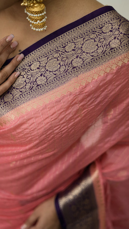 Banarasi Chiniya Silk Contrast Border Saree