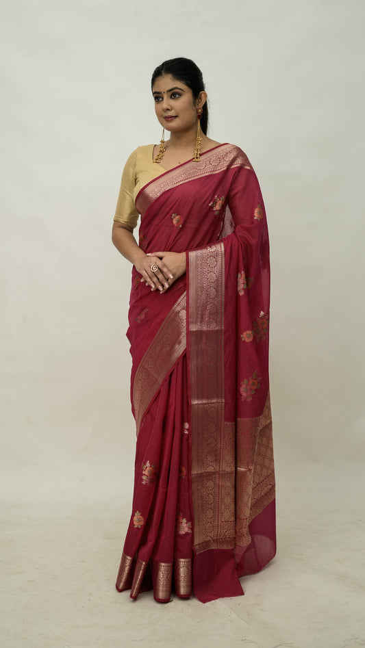 Semi Georgette Tilfi Buta Kataan Saree