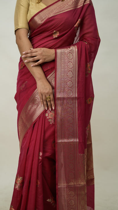 Semi Georgette Tilfi Buta Kataan Saree