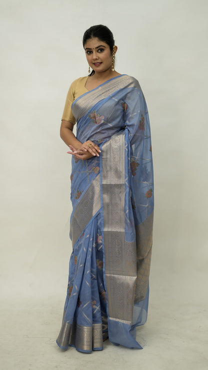 Semi Georgette Buta Checks Saree