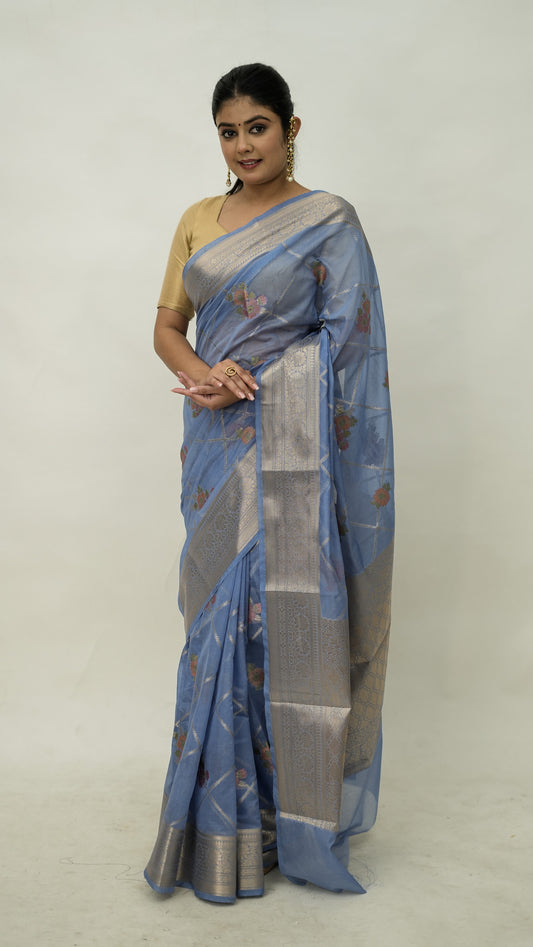 Semi Georgette Buta Checks Saree