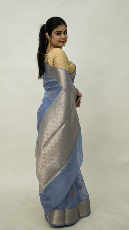 Semi Georgette Buta Checks Saree