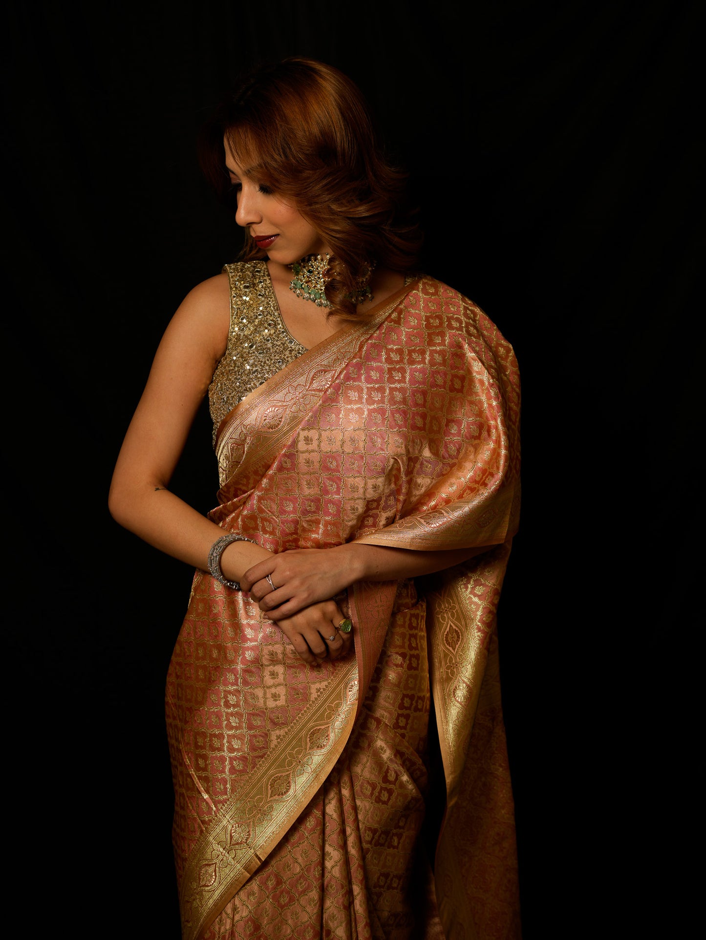 Satin Silk Rangkat Gharchola Saree
