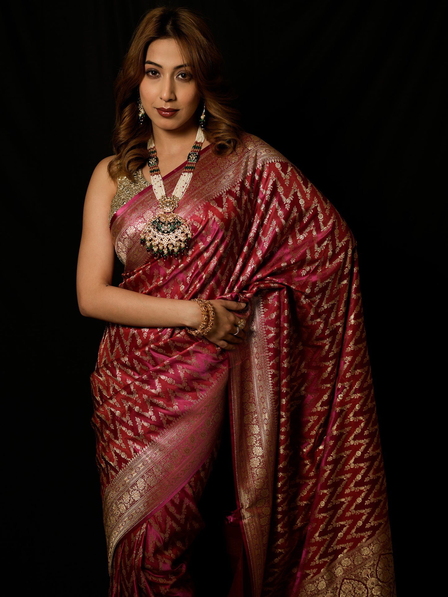 Satin Silk Rani Rangkat Gharchola Saree