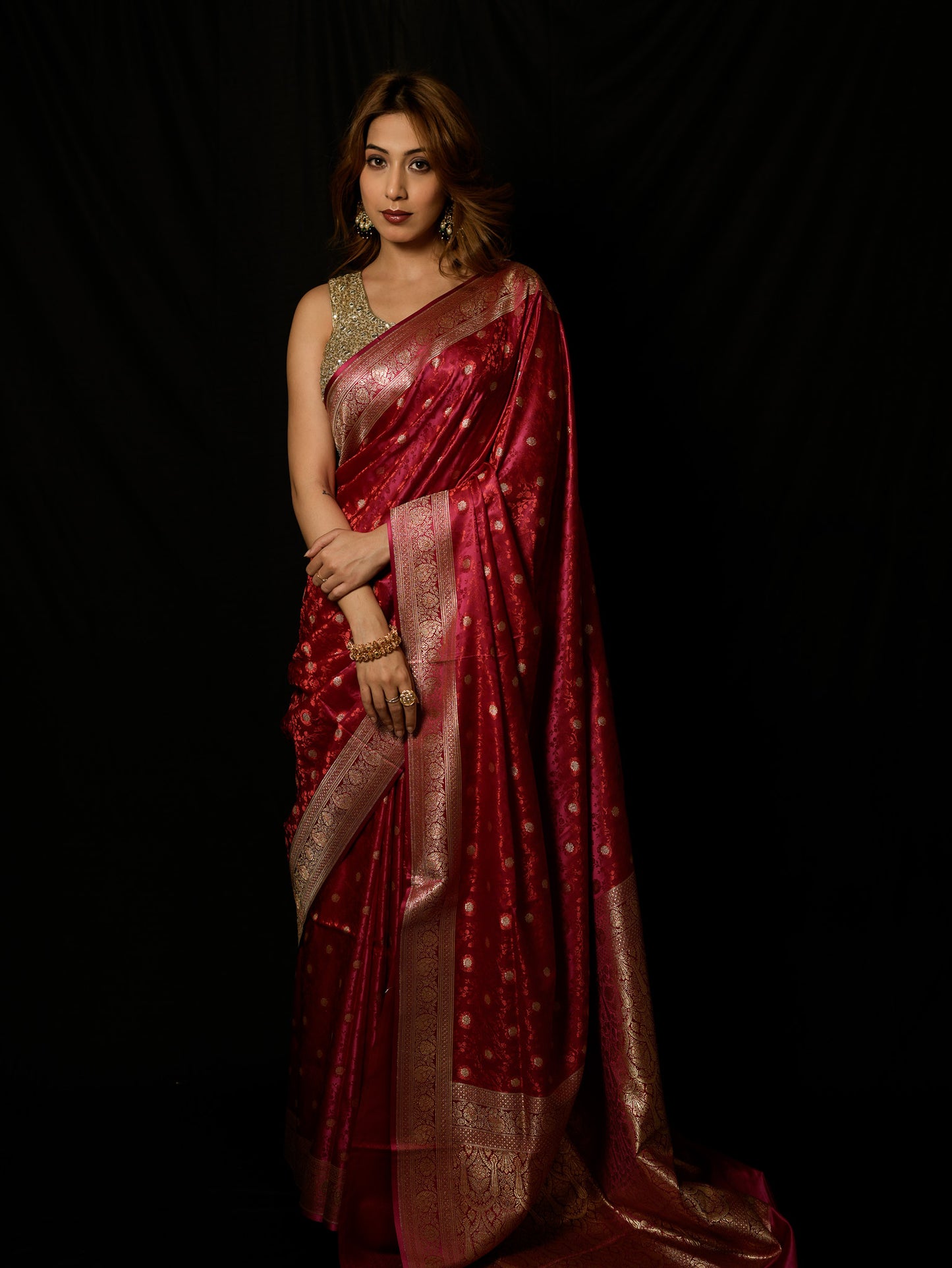 Satin Silk Tanchui Buti Saree