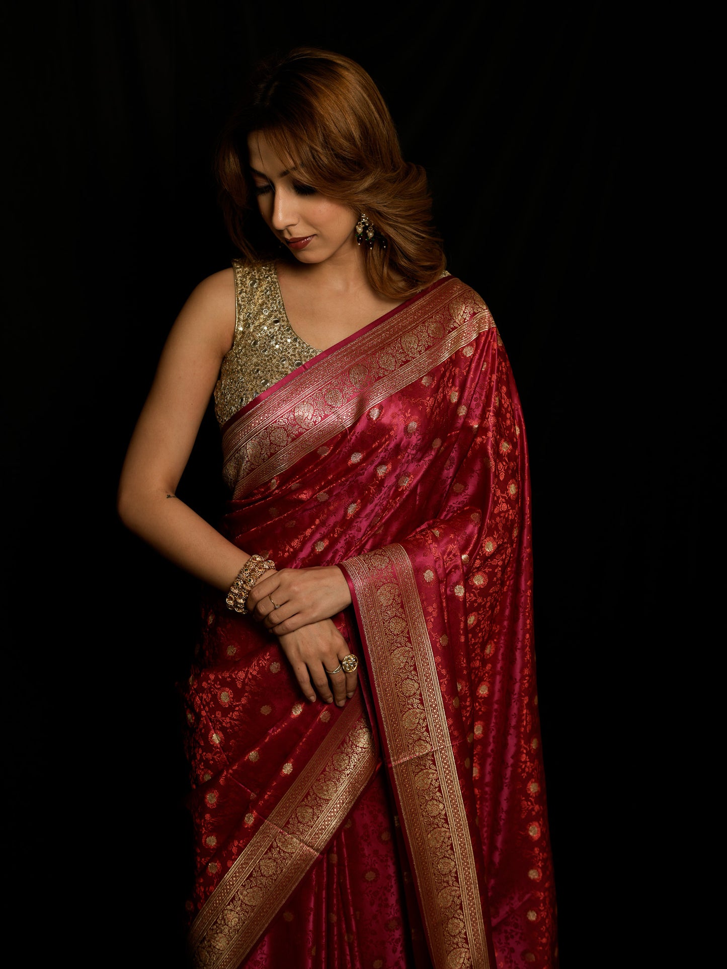 Satin Silk Tanchui Buti Saree