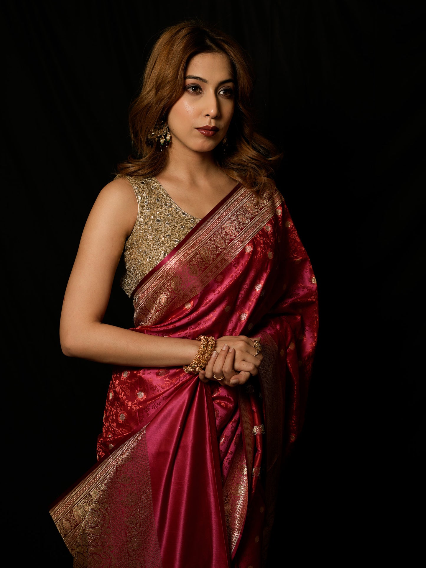 Satin Silk Tanchui Buti Saree