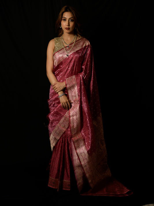 Satin Silk Handwoven Tanchoi Gagri Saree