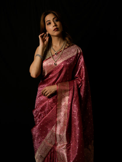Satin Silk Handwoven Tanchoi Gagri Saree
