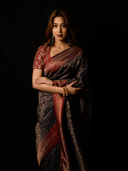 Satin Dohri Tanchoi Saree with Resham Work