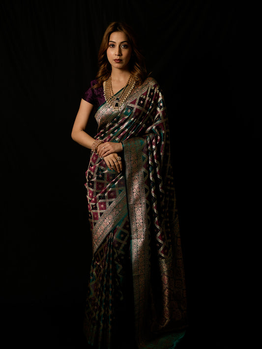 Satin Silk Rangkat Gharchola Saree
