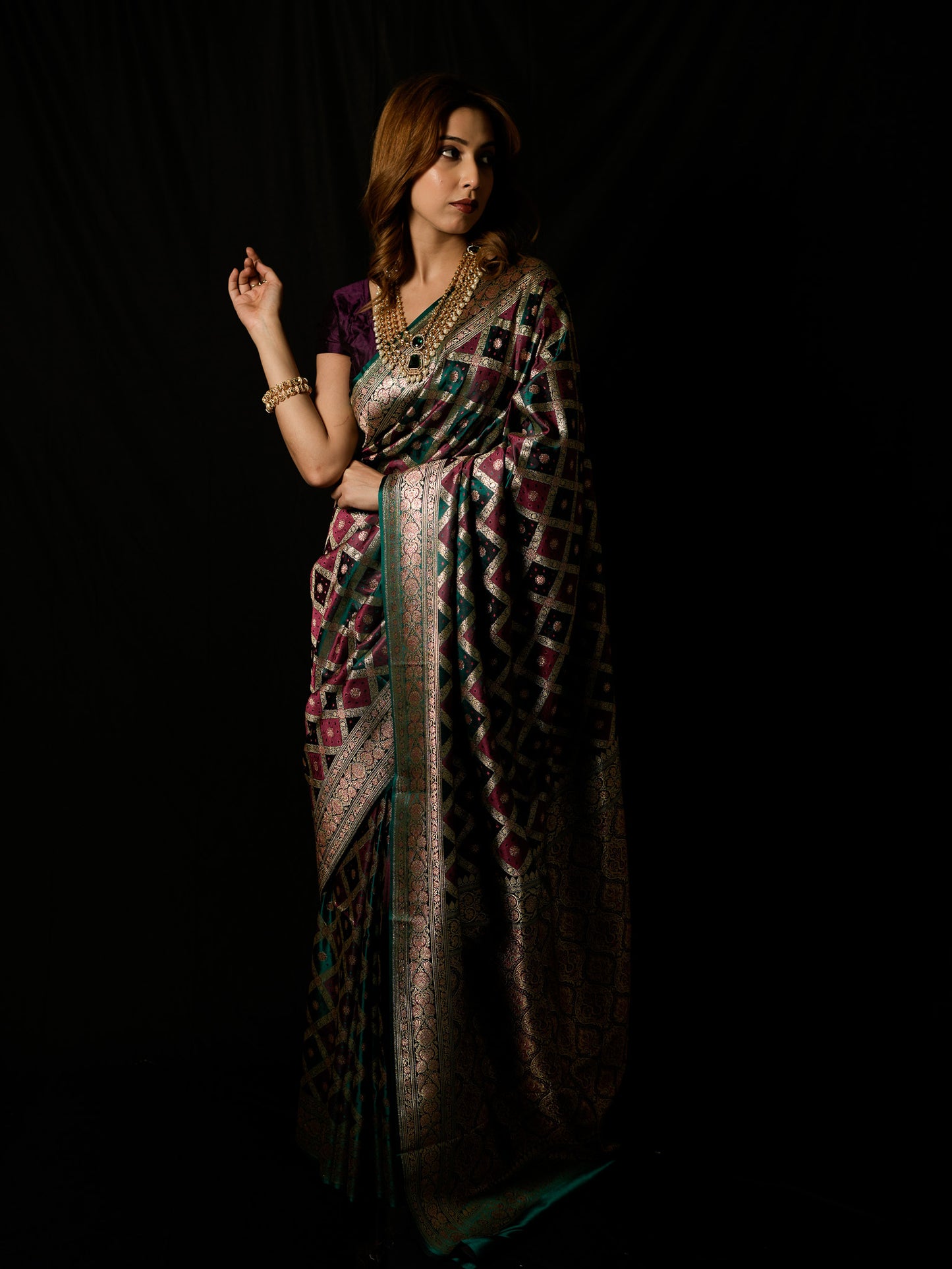 Satin Silk Rangkat Gharchola Saree