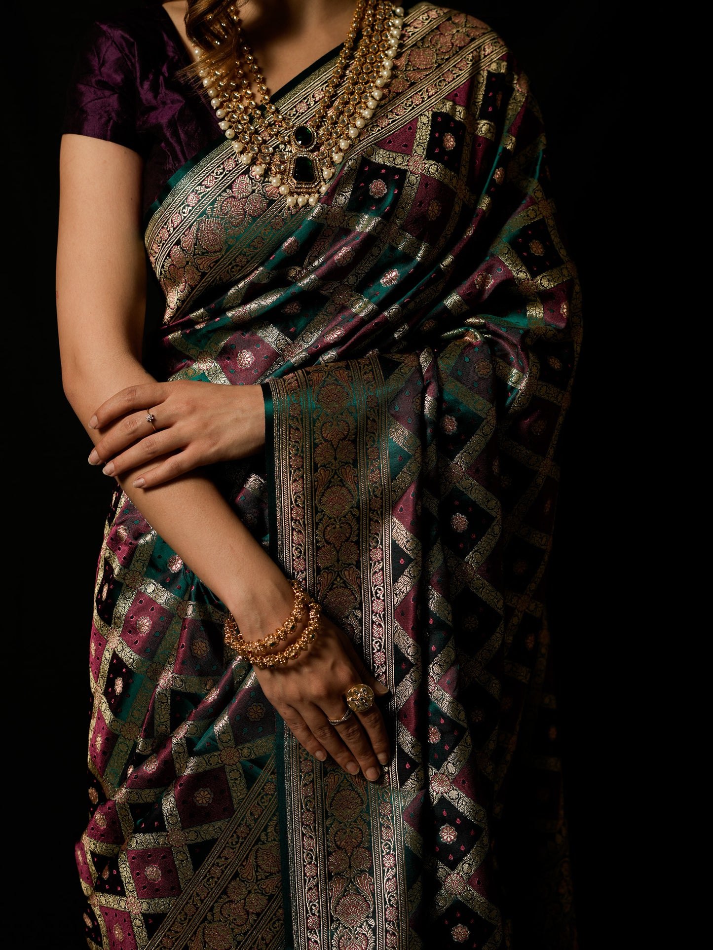 Satin Silk Rangkat Gharchola Saree