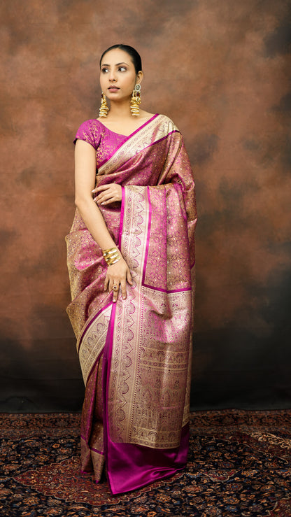 Satin Silk Pure Kanjivaram Saree with Zari Work