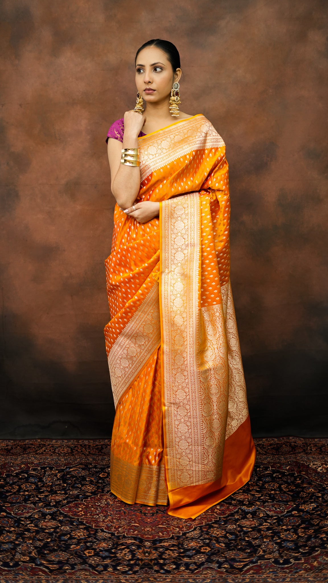 Satin Silk Small Buti Saree with Zari Work
