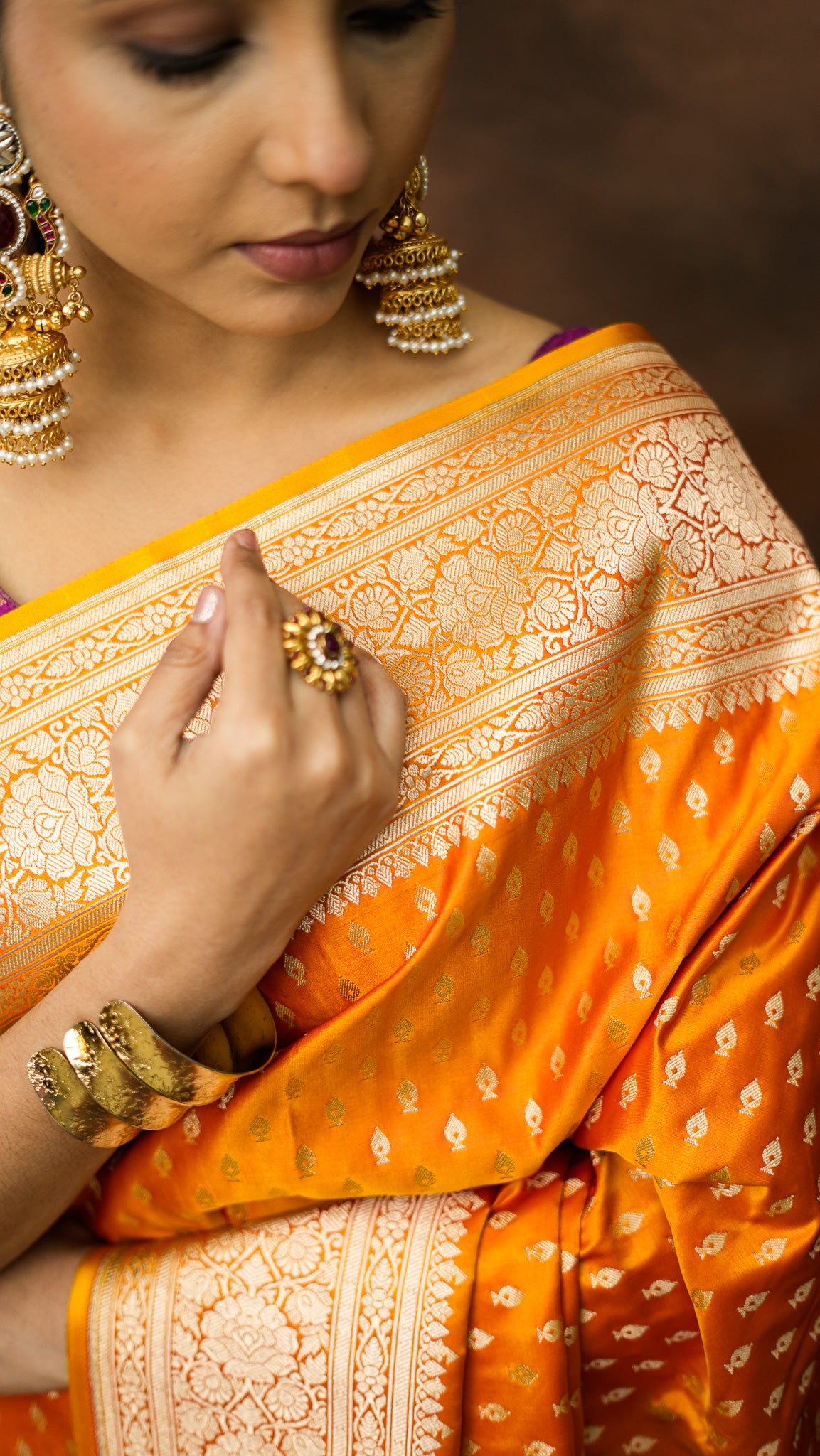 Satin Silk Small Buti Saree with Zari Work