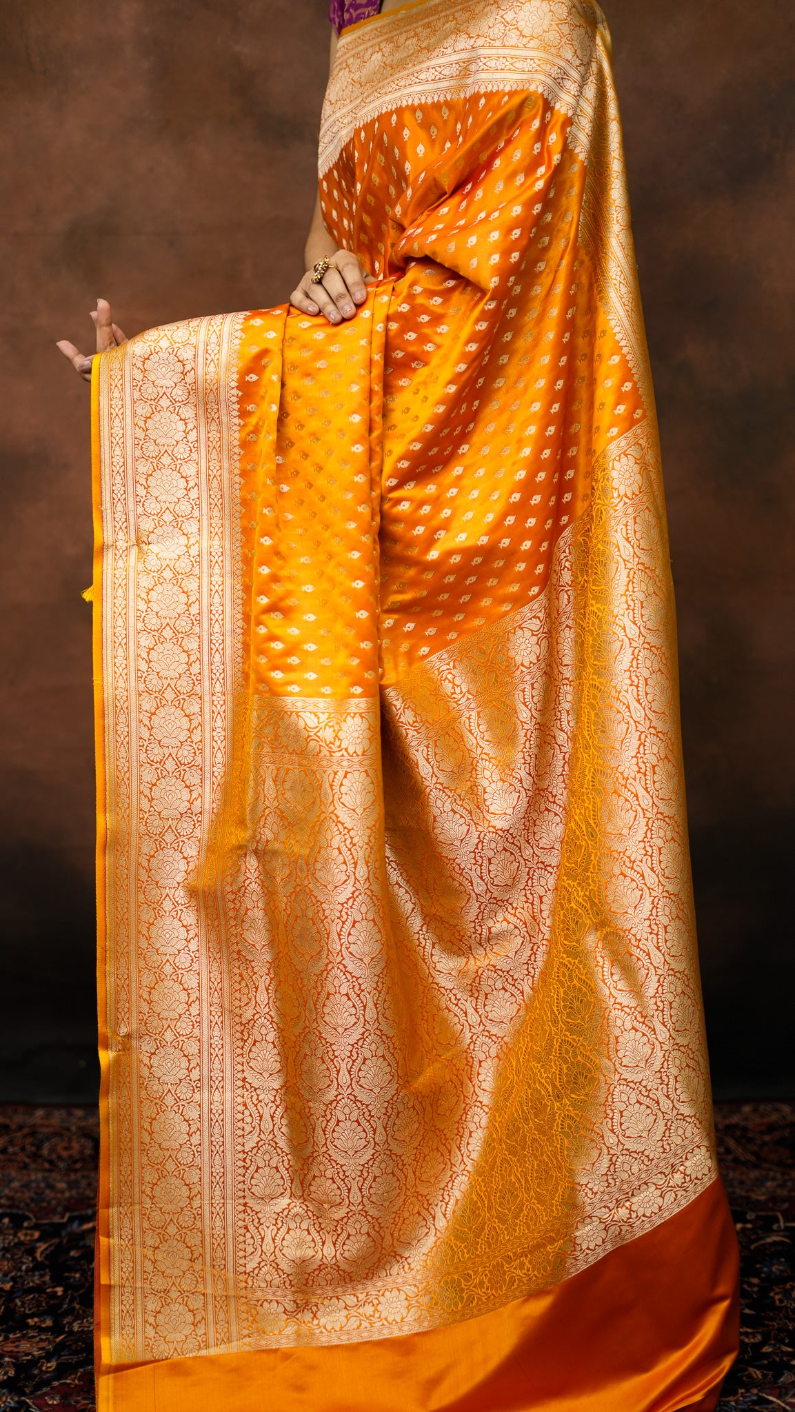 Satin Silk Small Buti Saree with Zari Work