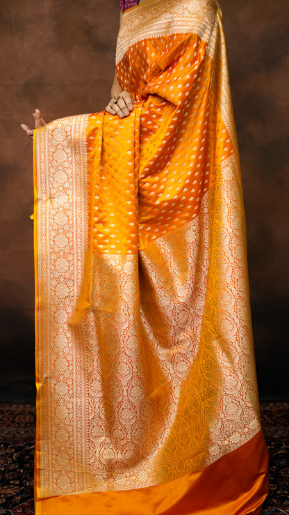 Satin Silk Small Buti Saree with Zari Work