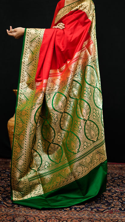 Satin Silk Saree with Zari Border