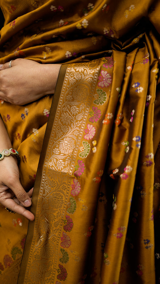 Art Katan Silk Saree with Mini Buti & Meena Work