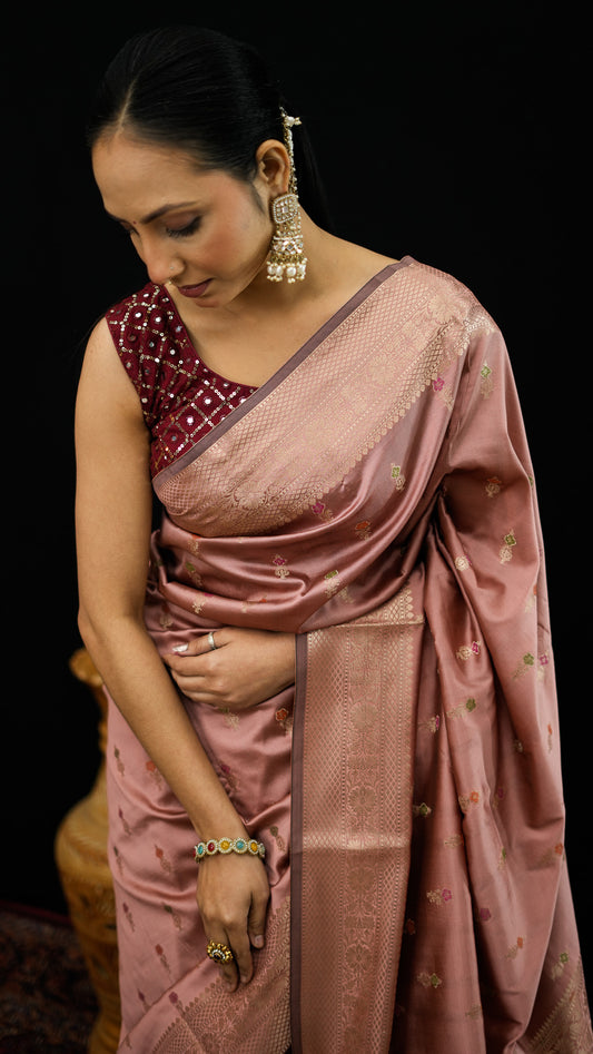 Art Silk Saree with Meena Buti & Meena Border