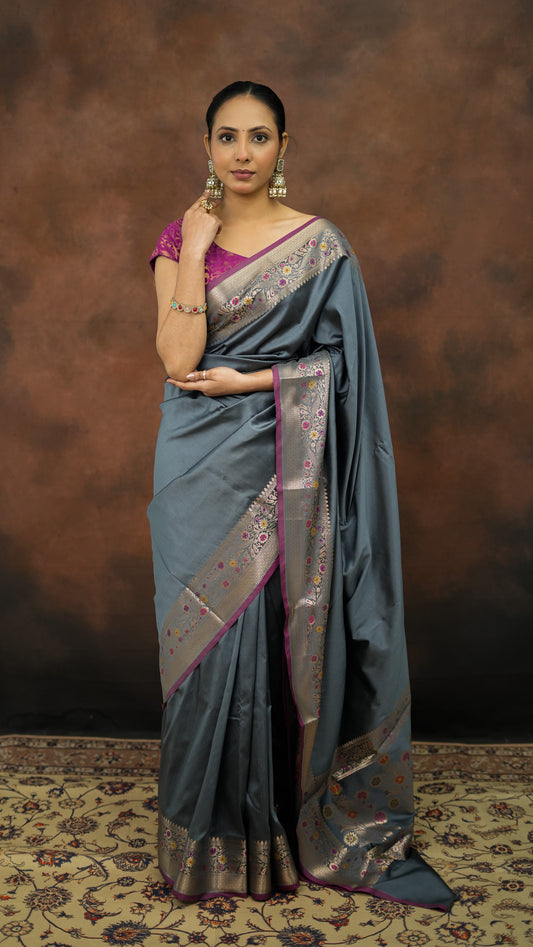 Art Katan Silk Saree with Meena Border