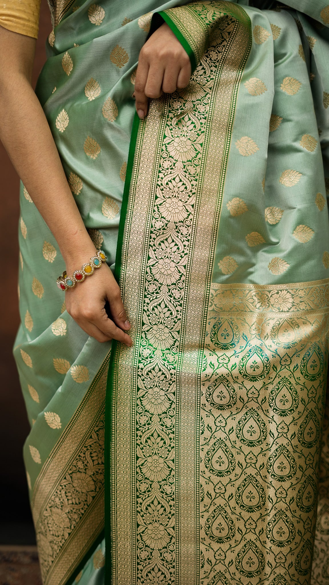 Satin Silk Hand Buta Zari Saree