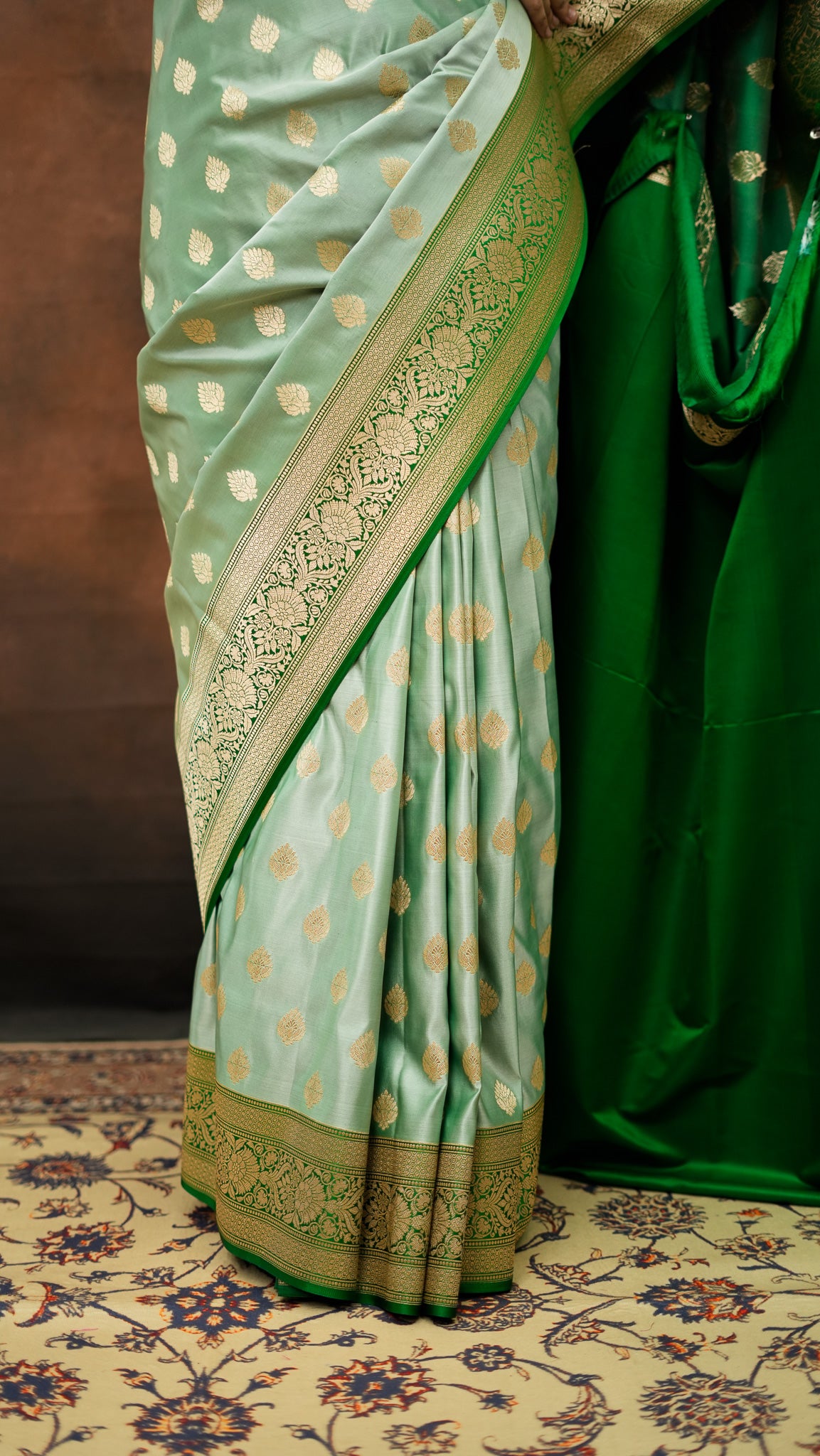 Satin Silk Hand Buta Zari Saree